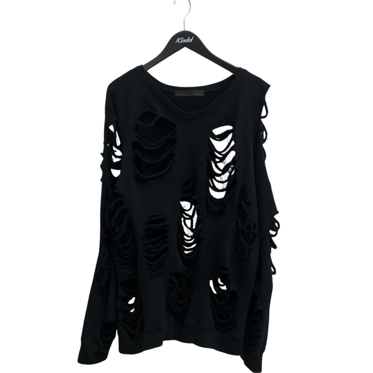 【中古】JUN NAKAYAMA　DISTRESSED CREWNECK セーター ブラック サイズ：L/XL 【250626】（ジュン ナカヤマ）｜ブランド古着のカインドオル