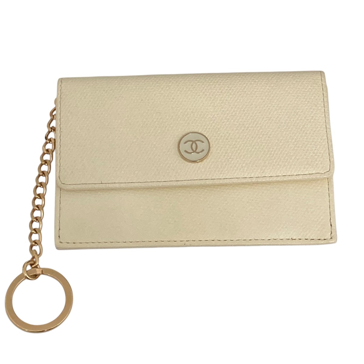 【中古】CHANEL　VINTAGE キーリング付きカードケース イエロー 【250626】（シャネル）｜ブランド古着のカインドオル