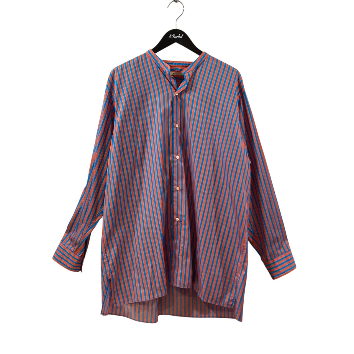 【中古】HUGENストライプ 長袖シャツ SHIRT 063 オレンジ×ブルー サイズ:3【価格見直し】|ブランド古着のカインドオル