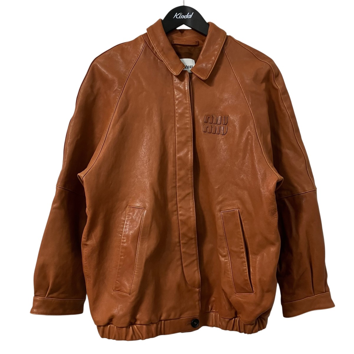 【中古】MIU MIU レザージャケット MPV895 S000 1420 ブラウン サイズ:38 【260626】(ミュウミュウ)|ブランド古着のカインドオル