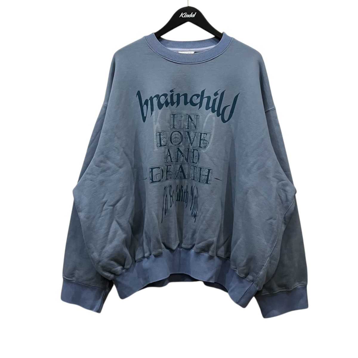 【中古】BRAIN CHILDプリントスウェット スカイブルー サイズ：M【価格見直し】｜ブランド古着のカインドオル