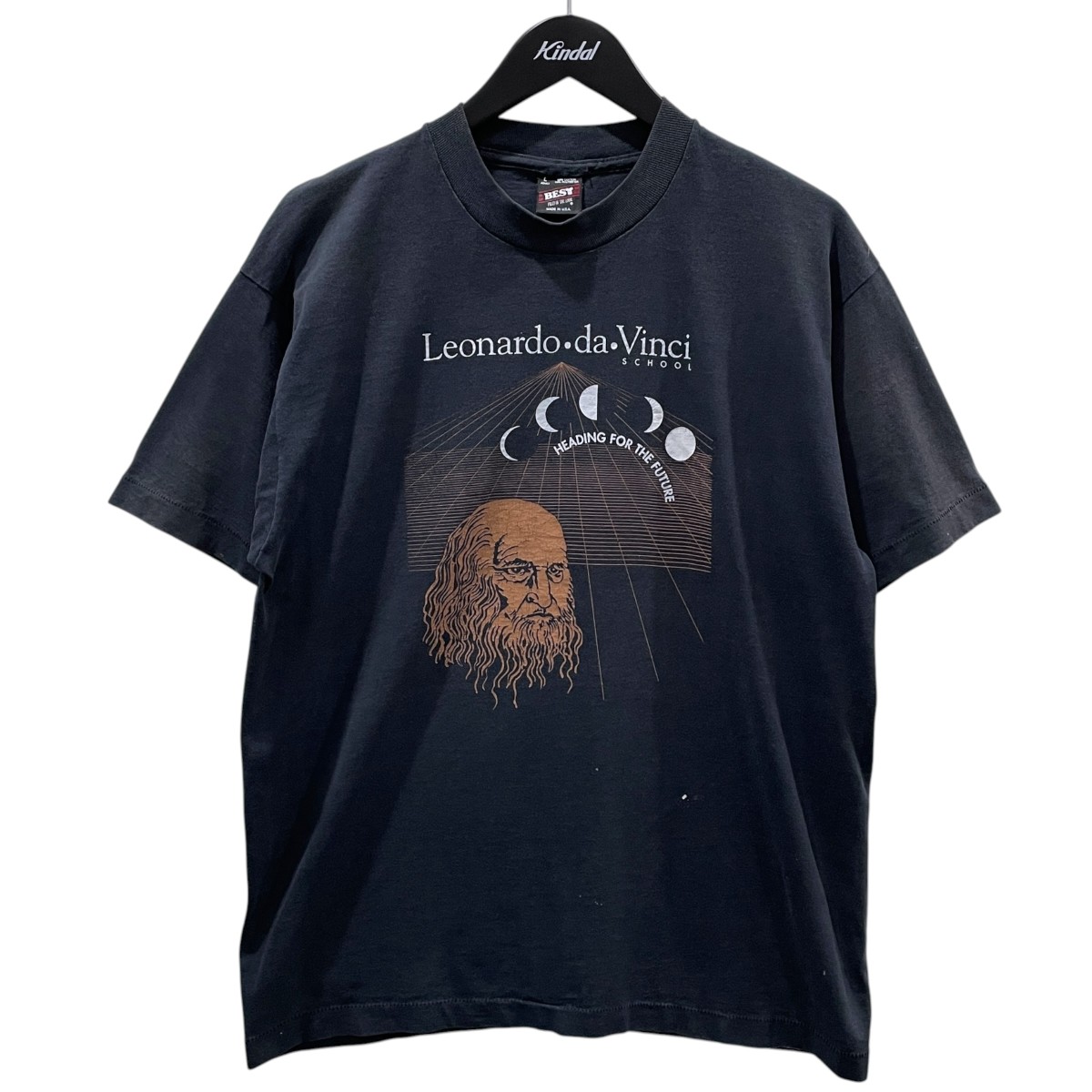 【中古】FRUIT OF THE LOOM　90s プリントTシャツ Leonardo da Vinci レオナルド・ダ・ヴィンチ ブラック サイズ：L 【280626】（フルーツオブザルーム）｜ブランド古着のカインドオル
