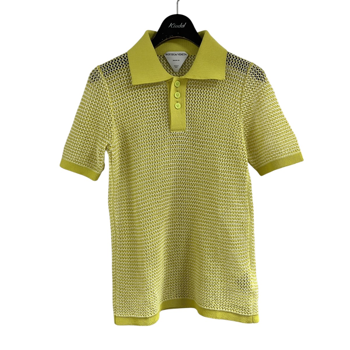 【中古】BOTTEGA VENETA ショートスリーブメッシュニットポロシャツ イエロー サイズ:S 【290626】(ボッテガヴェネタ)|ブランド古着のカインドオル