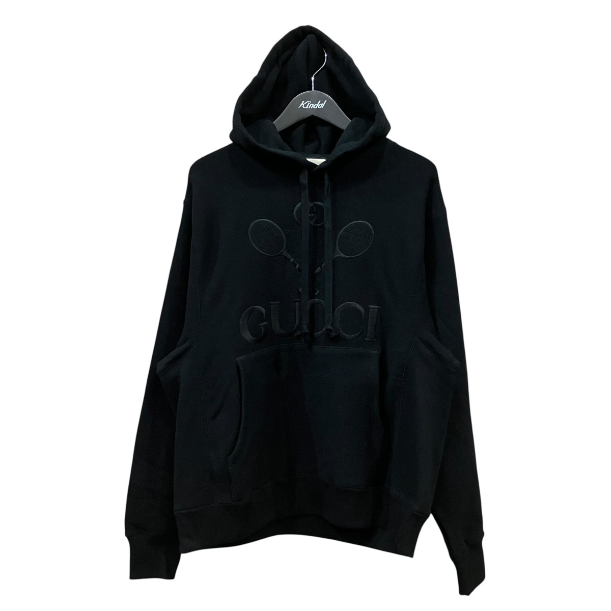 【中古】GUCCI テニスラケット刺繍プルオーバーパーカー 560502 ブラック サイズ:XS 【300626】(グッチ)|ブランド古着のカインドオル