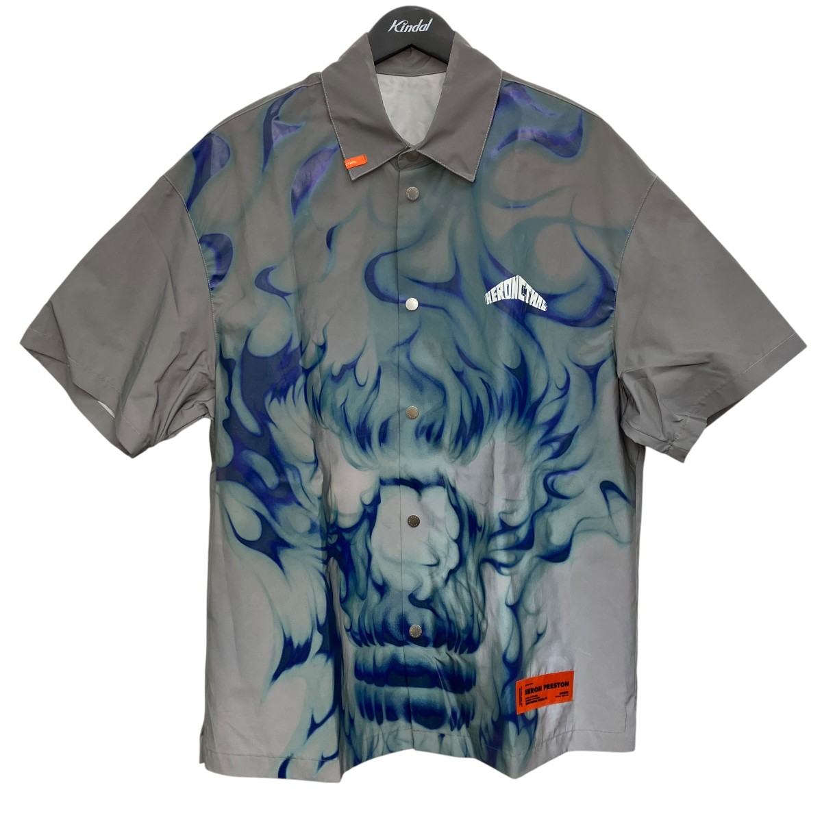 【中古】HERON PRESTON グラフィックシャツ グレー×ブルー サイズ:XS 【010726】(ヘロンプレストン)|ブランド古着のカインドオル