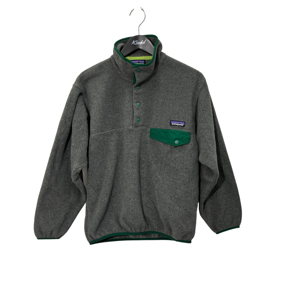 【中古】Patagonia　シンチラスナップ フリースジャケット 25450 グレー&times;グリーン サイズ：XS 【010726】（パタゴニア）｜ブランド古着のカインドオル