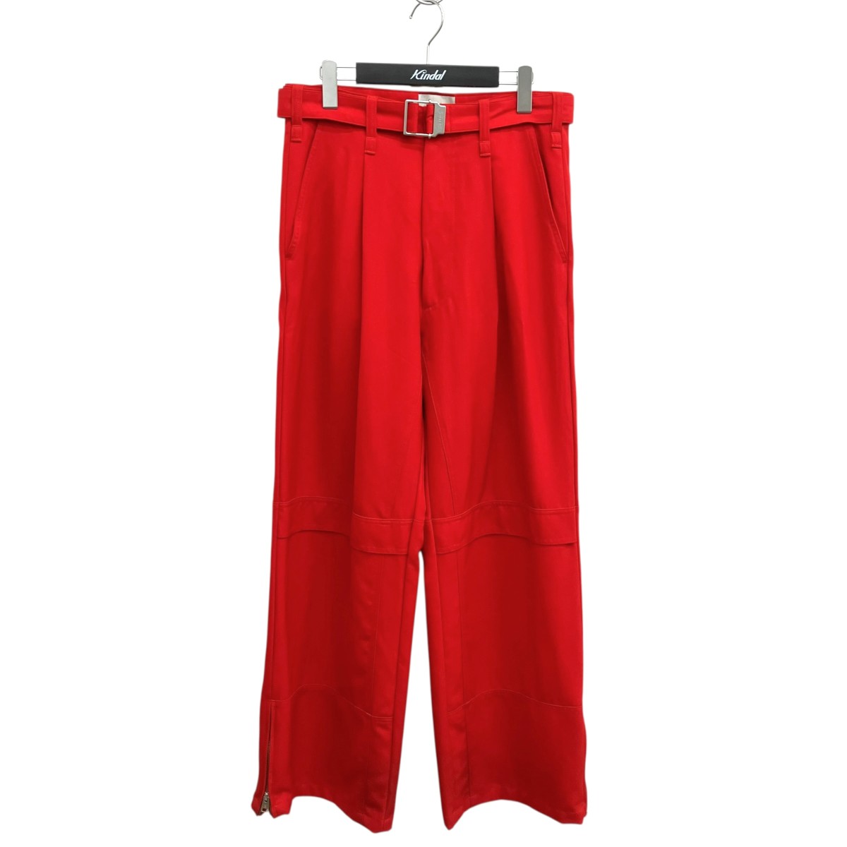 【中古】AMI Alexandre Mattiussi ベルテッドワイドロングパンツ HTR307 レッド サイズ:S 【030726】(アミアレクサンドルマテュッシ)|ブランド古着のカインドオル