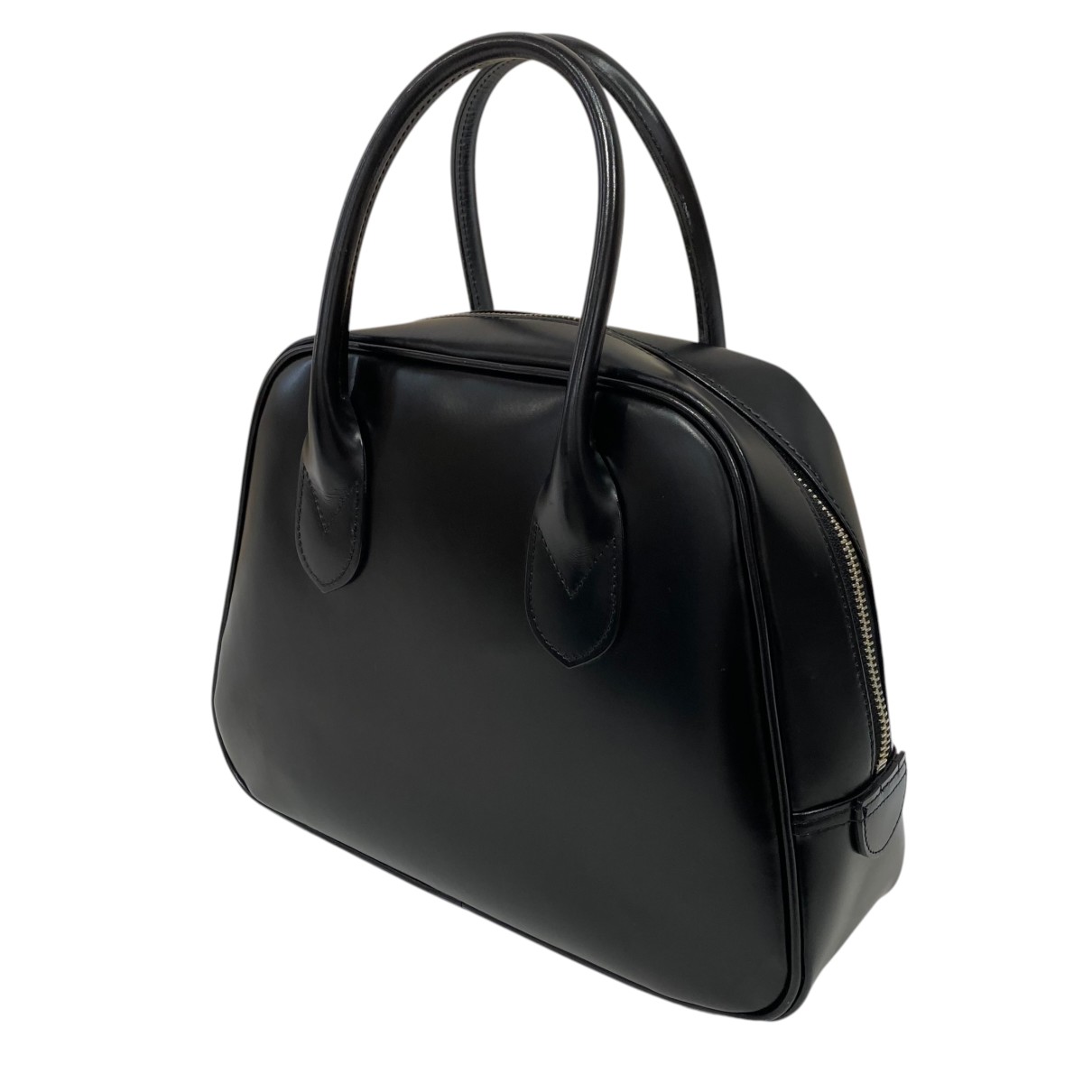 【中古】COMME des GARCONS　台形レザーハンドバッグ ブラック 【020726】（コムデギャルソン）｜ブランド古着のカインドオル