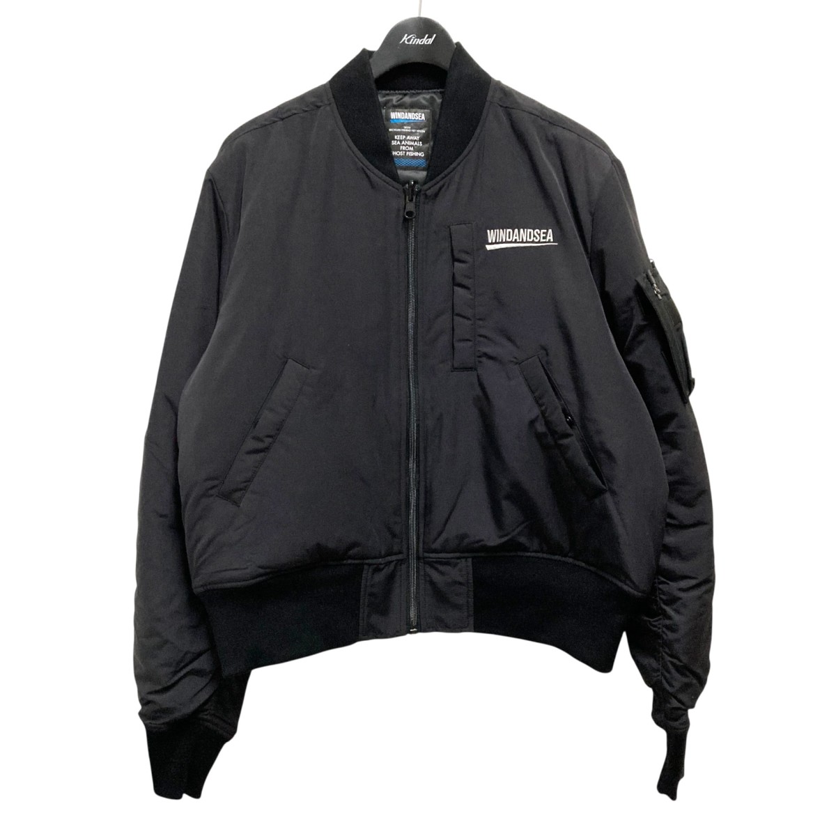 【中古】WIND AND SEA　FISHNET RECYCLED NYLON MA-1 M-1ジャケット WDS O RFN2 24 Q2 ブラック サイズ：S 【030726】（ウィンダンシー）｜ブランド古着のカインドオル 23,183円