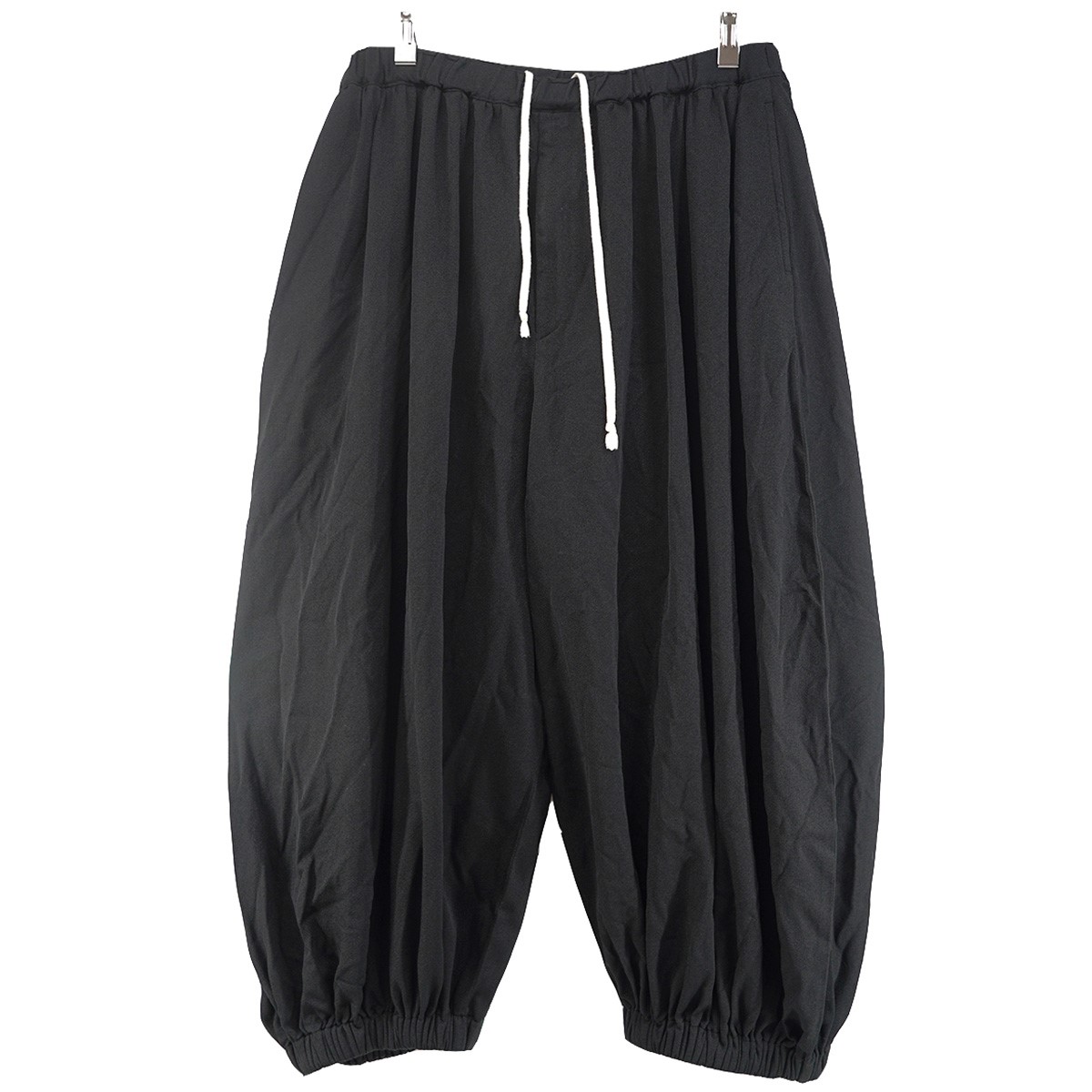 【中古】BLACK COMME des GARCONS　25AW エステル太綾ツイル製品後加工 ワイド イージー パンツ ブラック サイズ：L 【030726】（ブラックコムデギャルソン）｜ブランド古着のカインドオル