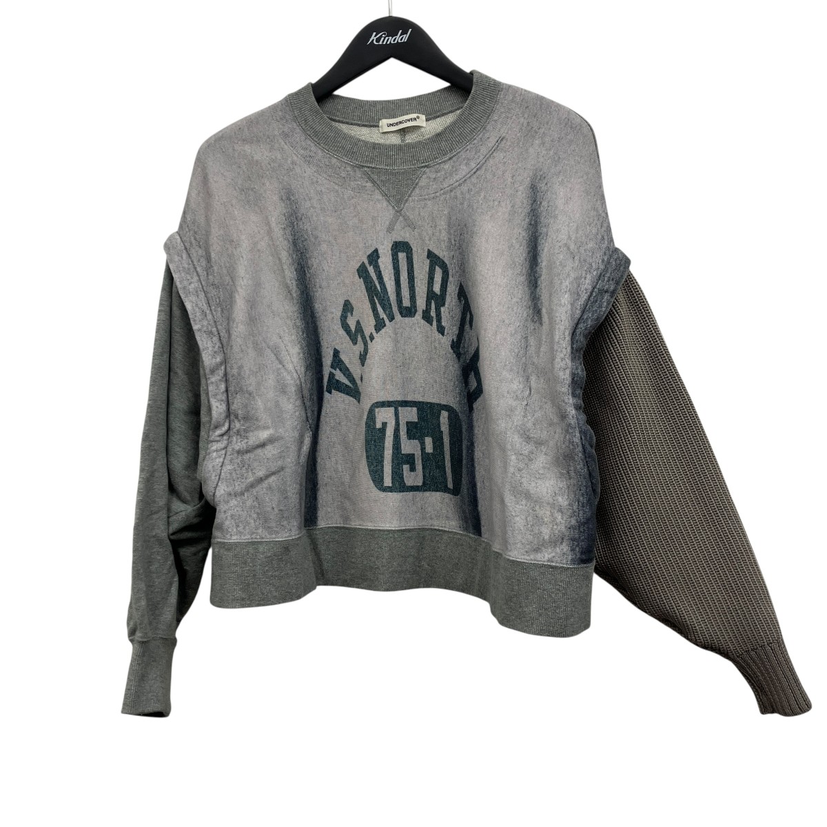 【中古】UNDERCOVER カレッジプリントクルーネックスウェット グレー サイズ:1 【040726】(アンダーカバー)|ブランド古着のカインドオル