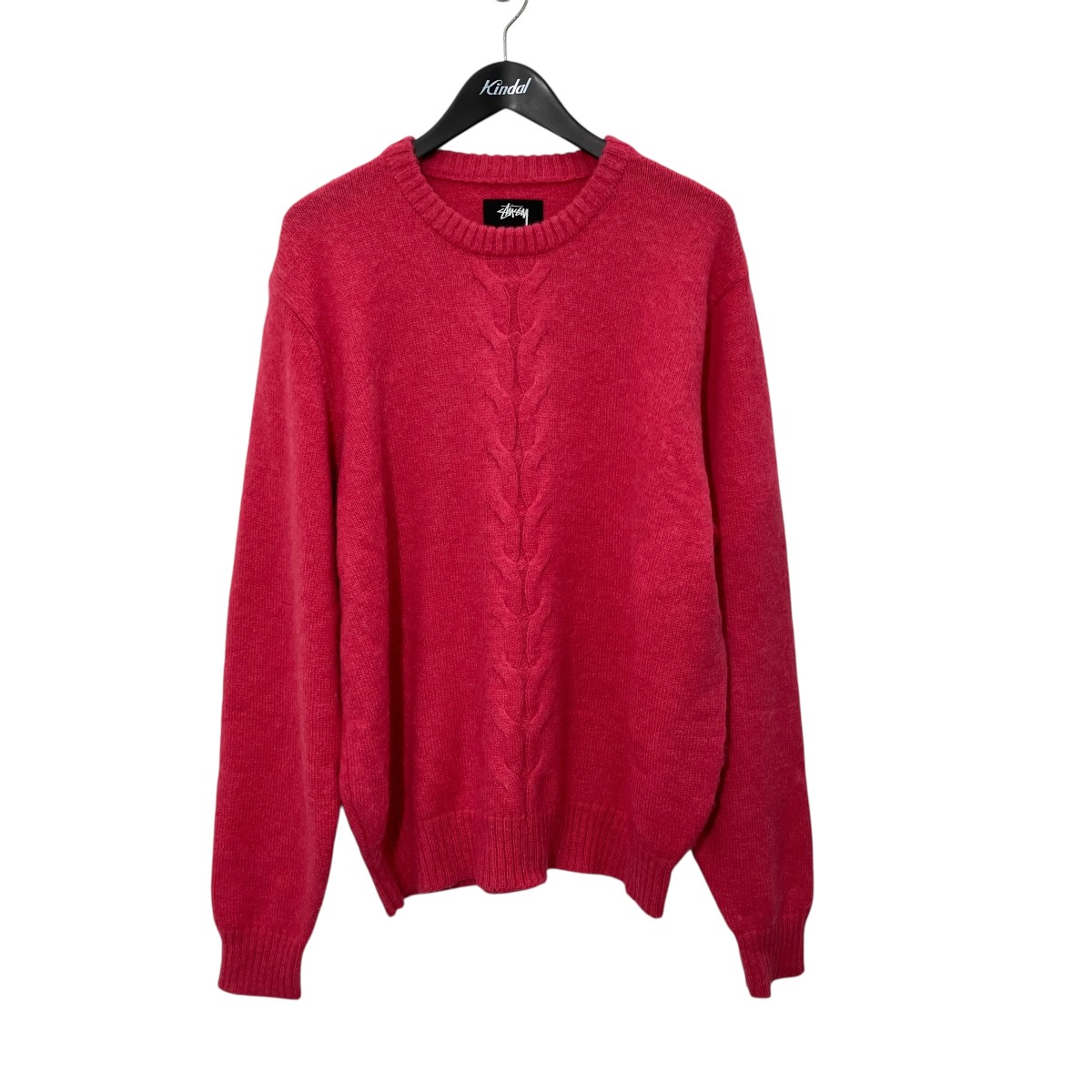 【中古】stussy 21AW Double Cable Sweater Knit mohair プルオーバーニット ショッキングピンク サイズ:L 【050726】(ステューシー)|ブランド古着のカインドオル