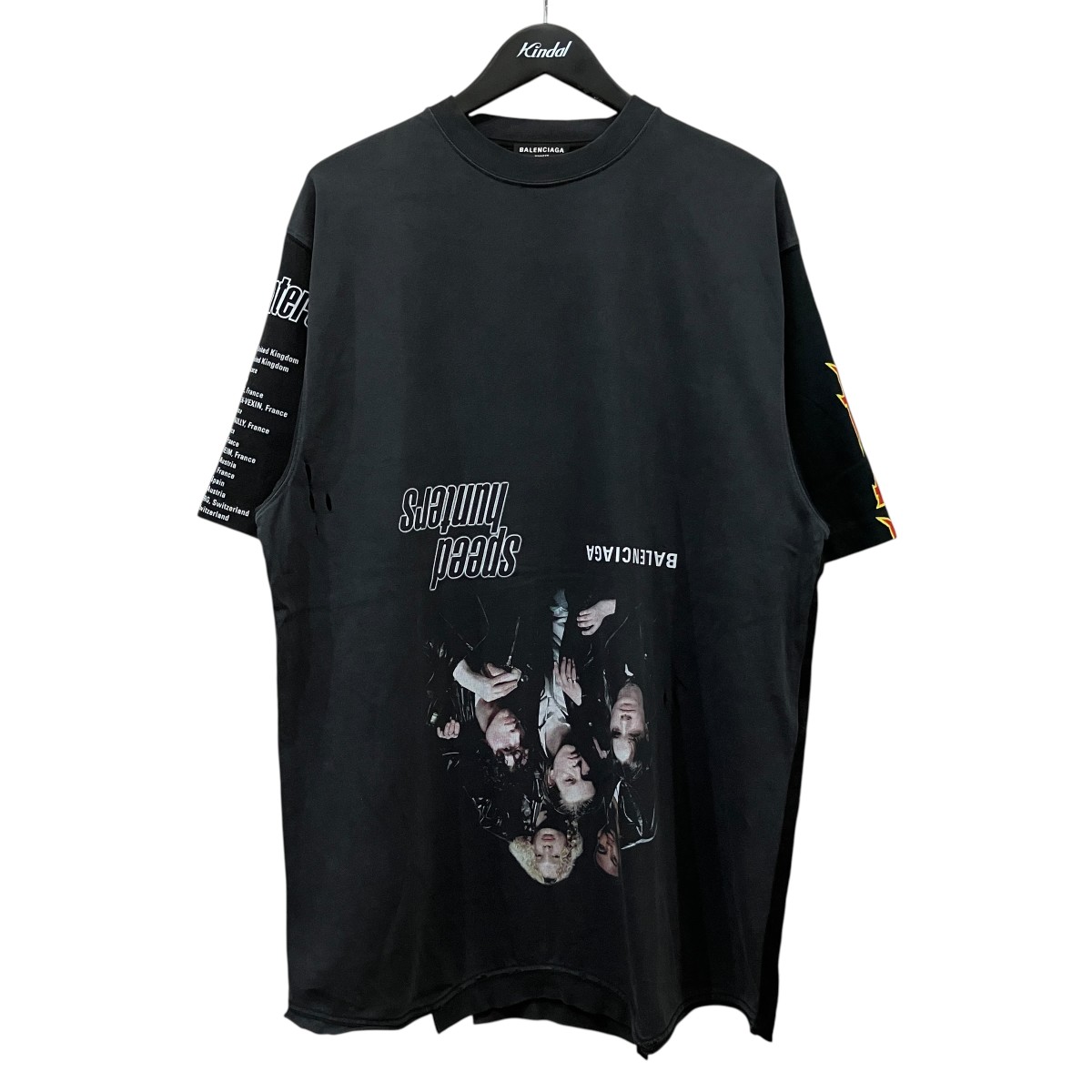 【中古】BALENCIAGA「SPEED HUNTERS UP SIDE DOWN」 スピードハンターズダメージ加工Tシャツ 698811 ブラック サイズ：2【価格見直し】｜ブランド古着のカインドオル