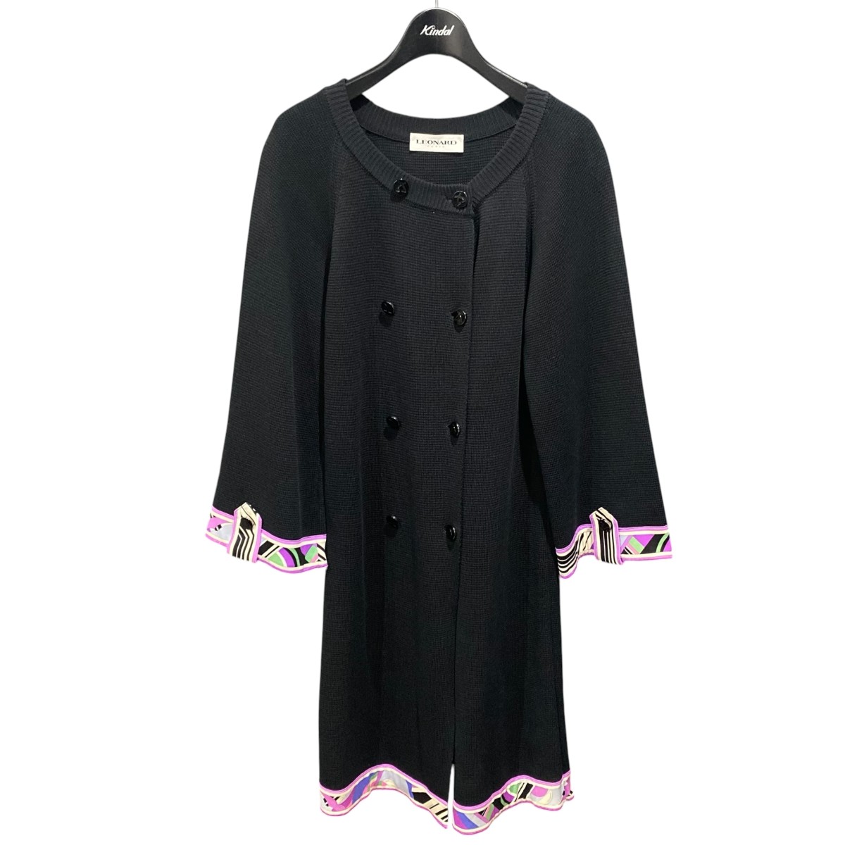 【中古】LEONARD PARIS　ニットコート 0477730 ブラック サイズ：S 【060726】（レオナード パリス）｜ブランド古着のカインドオル