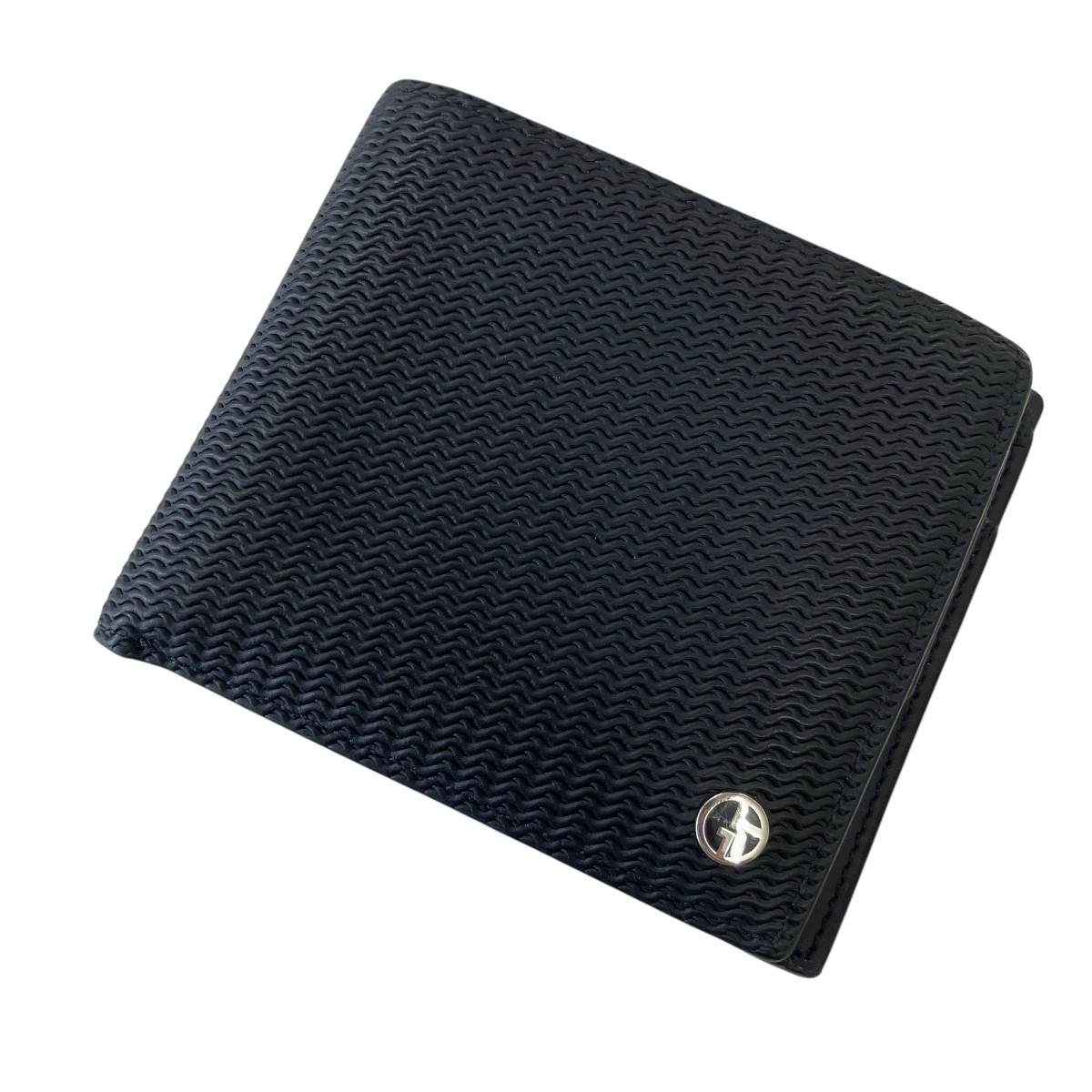 【中古】GIORGIO ARMANI エンボス レザー2つ折り財布 Y2R122 YS16E ブラック サイズ:ONE SIZE 【070726】(ジョルジオ・アルマーニ)|ブランド古着のカインドオル