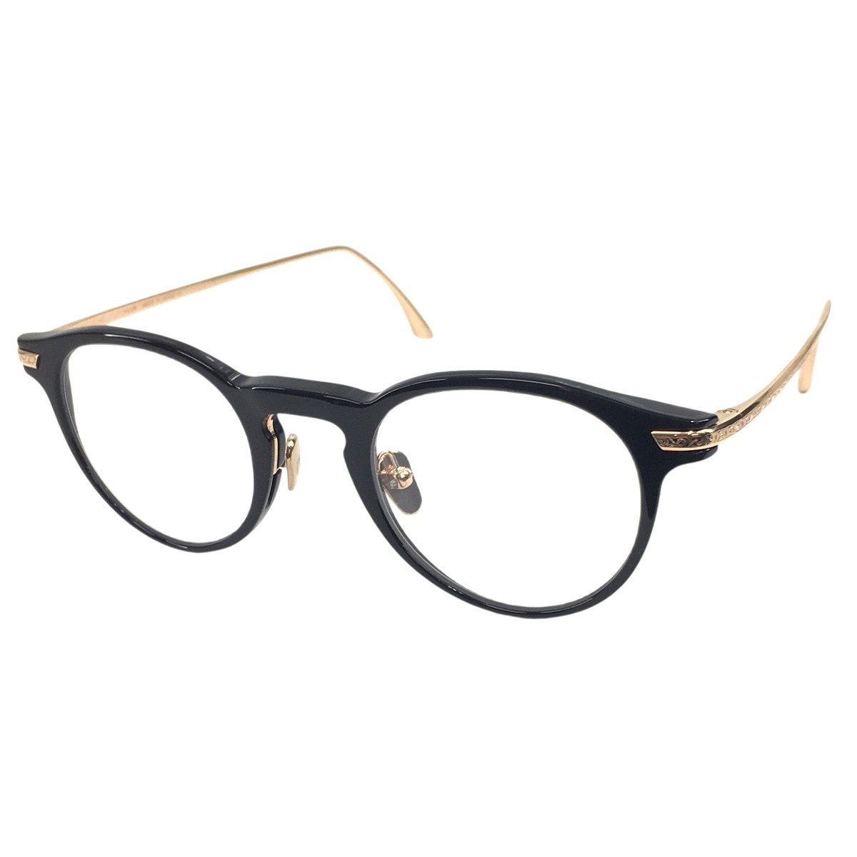【中古】MASUNAGA　増永眼鏡 MASUNAGA since 1905 高田賢三 コラボ designed by Kenzo Takada Altair 眼鏡 メガネ ブラック&times;ゴールド サイズ：45□22 【070726】（マスナガ）｜ブランド古着のカインドオル