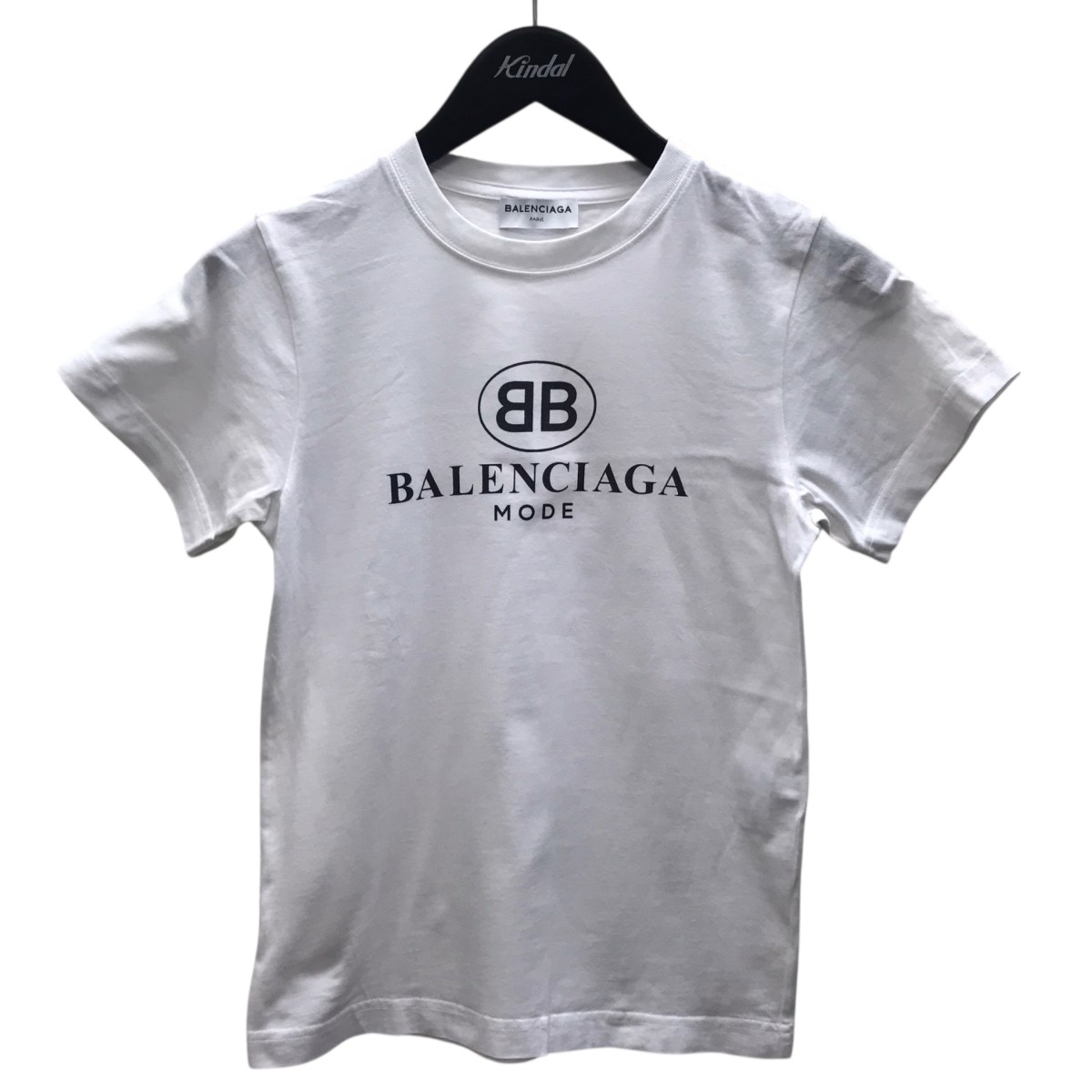 【中古】BALENCIAGA BBロゴカットソー ホワイト サイズ:XS 【080726】(バレンシアガ)|ブランド古着のカインドオル
