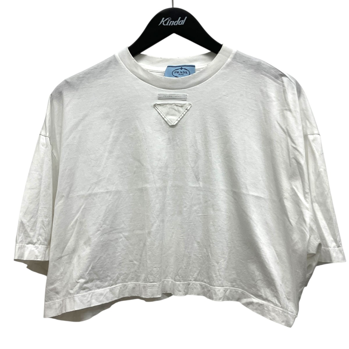 【中古】PRADAロゴクロップドTシャツ 3560A S212 1Y98 ホワイト サイズ：S【価格見直し】｜ブランド古着のカインドオル 26,536円