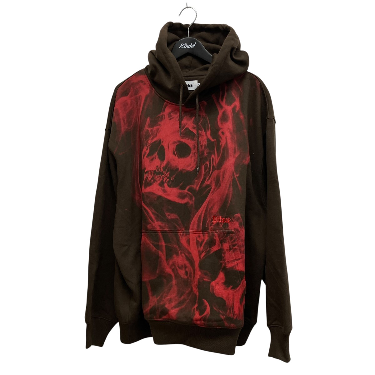 【中古】PALACE　スカルプリントプルオーバーパーカー SMOKED HOOD ブラウン&times;レッド サイズ：XL 【080726】（パレス）｜ブランド古着のカインドオル