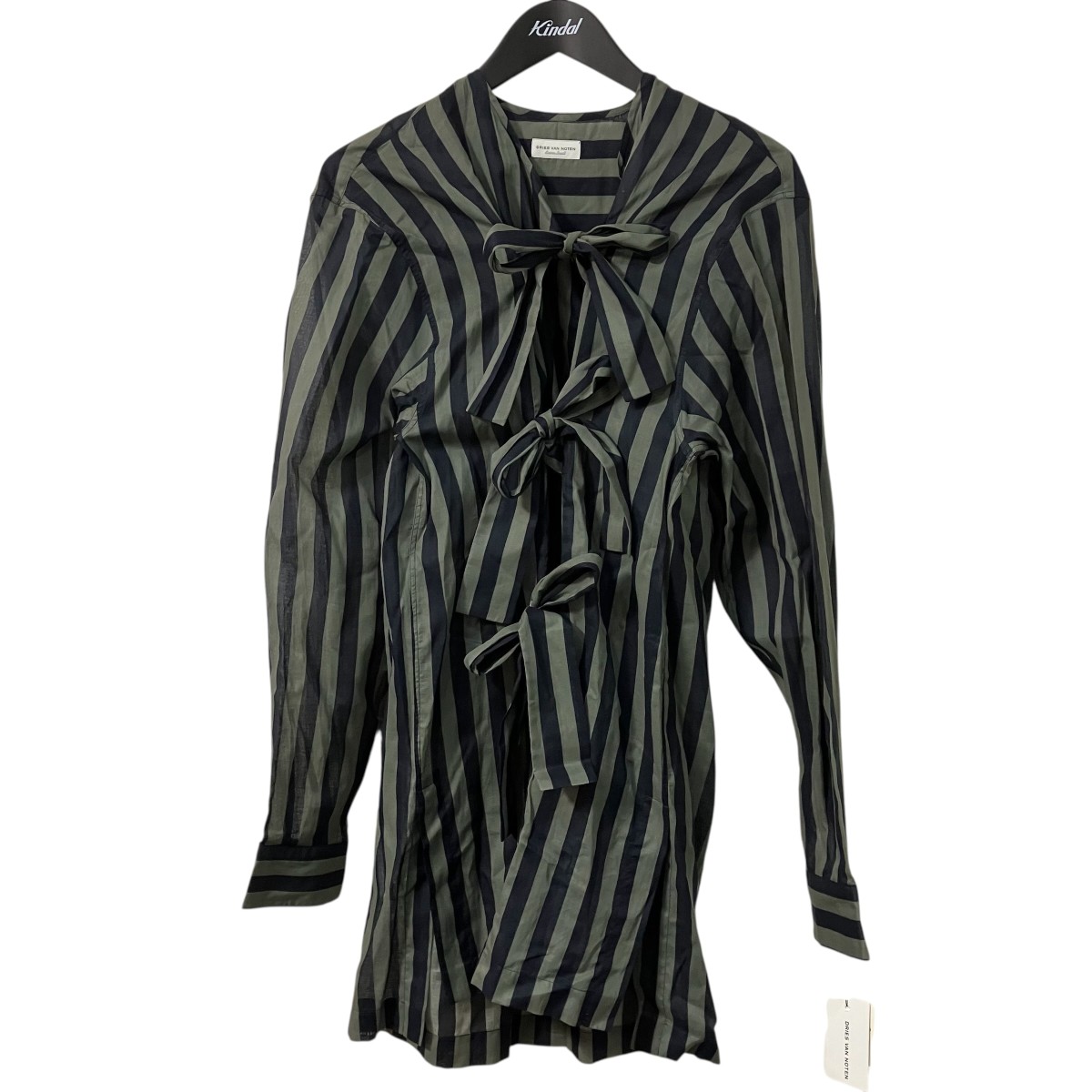 【中古】DRIES VAN NOTEN　CABARA 8140 W．W．SHIRT デザインブラウス 71-01-41-01001-HN ネイビー サイズ：XS 【090726】（ドリスヴァンノッテン）｜ブランド古着のカインドオル
