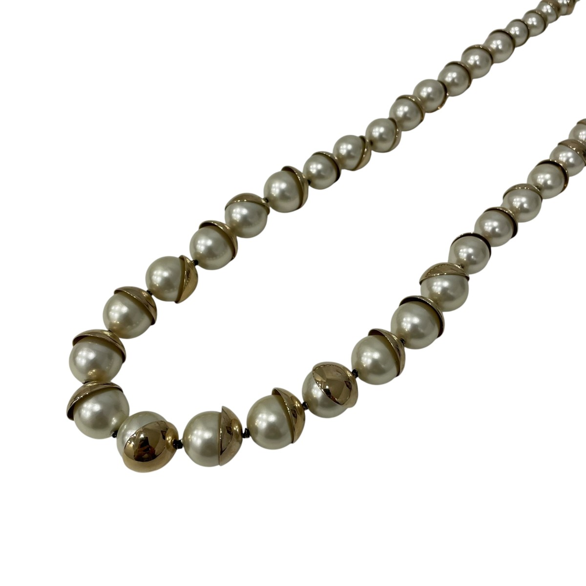 【中古】Christian Dior　ロングパールネックレス ゴールド 【100726】（クリスチャンディオール）｜ブランド古着のカインドオル