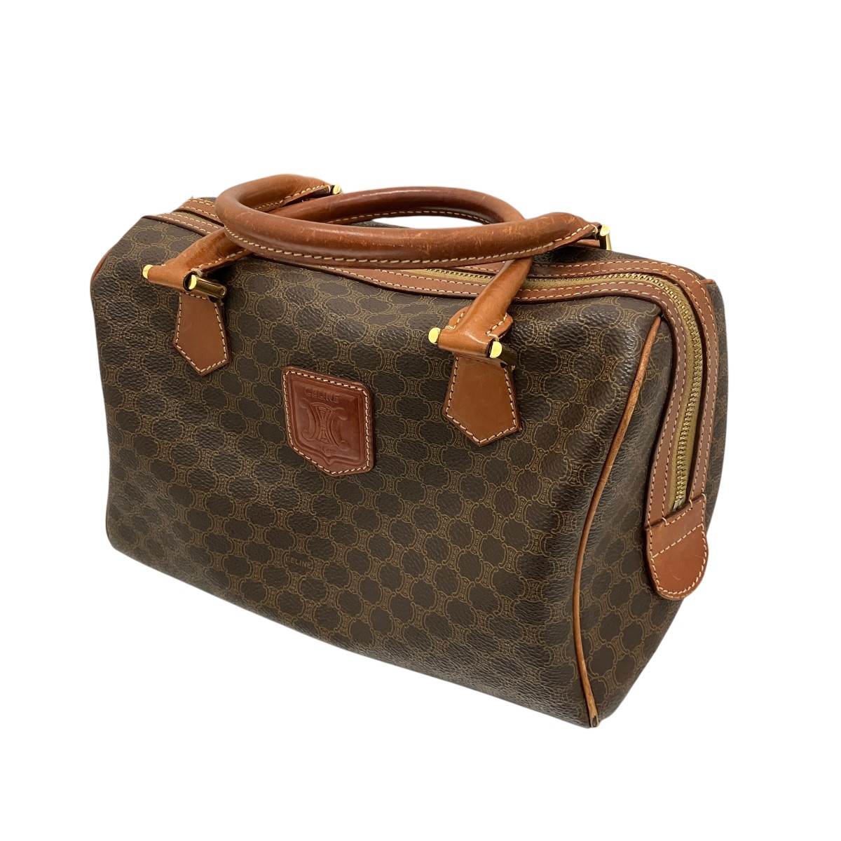 【中古】CELINE　マカダムミニボストンバッグ ブラウン 【090726】（セリーヌ）｜ブランド古着のカインドオル