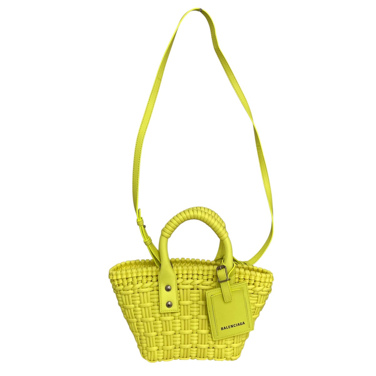 【中古】BALENCIAGA　BISTRO XXS BASKET ミニショルダーバッグ ライトイエロー 【110726】（バレンシアガ）｜ブランド古着のカインドオル