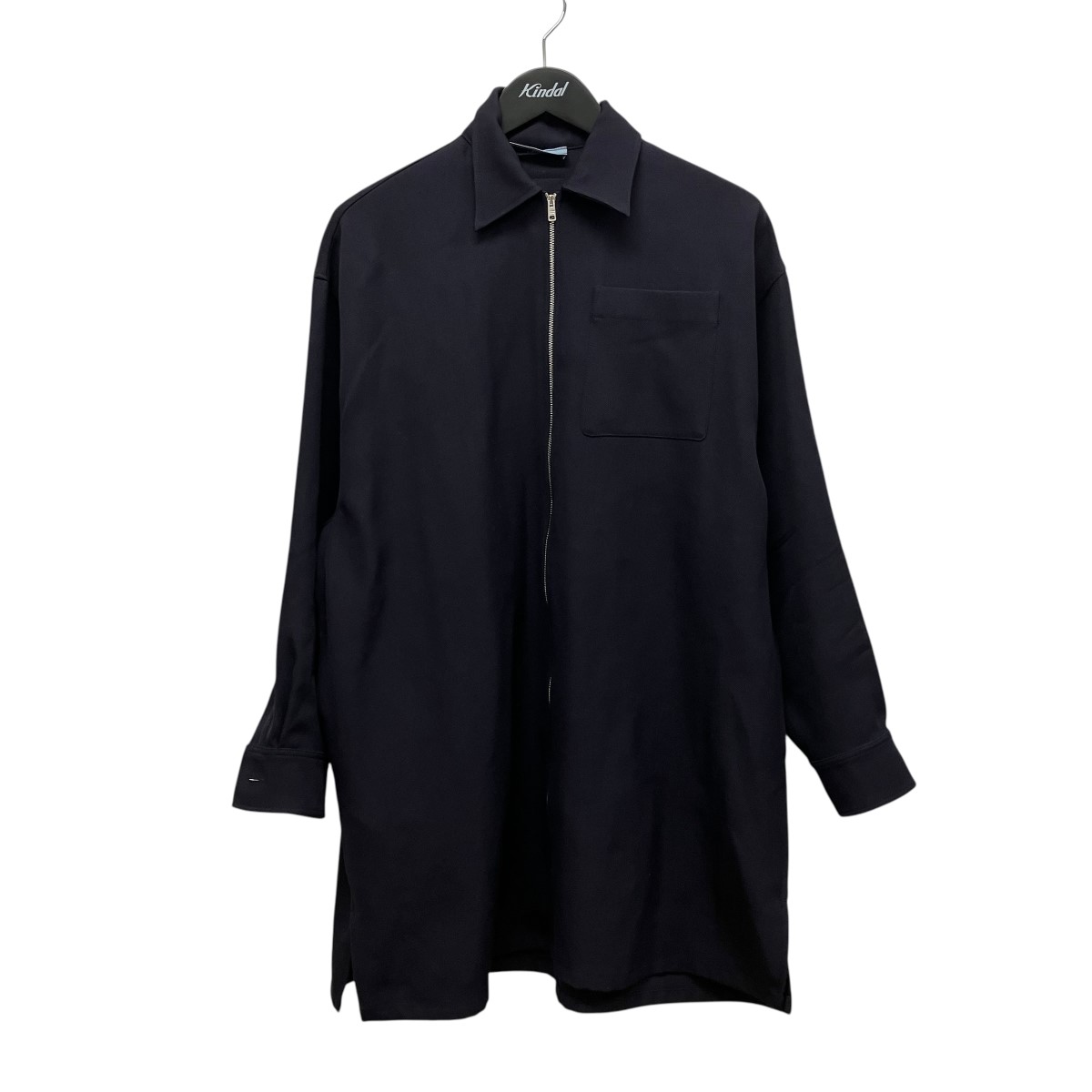 【中古】PRADA オーバーサイズギャバジンシャツジャケット P498F S221 108W ネイビー サイズ:36 【110726】(プラダ)|ブランド古着のカインドオル