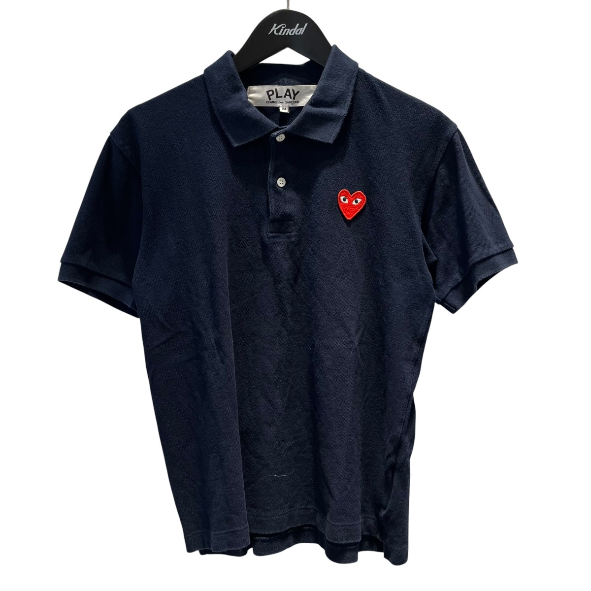 【中古】PLAY COMME des GARCONS ハートロゴ ポロシャツ AZ-T006 ネイビー サイズ:M 【110726】(プレイコムデギャルソン)|ブランド古着のカインドオル
