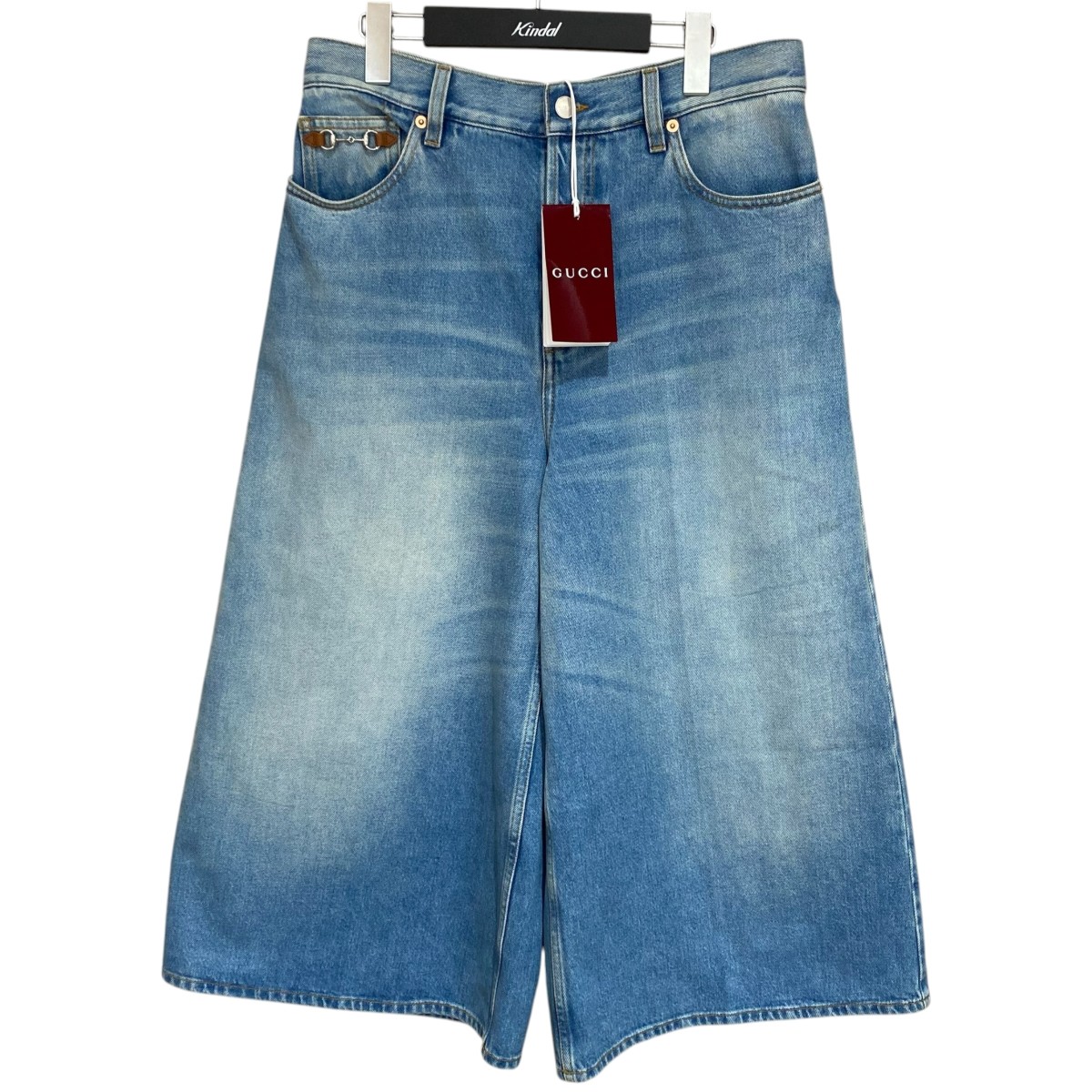 【中古】GUCCI　ホースビットワイドデニムパンツ 847371 インディゴ サイズ：W24 【110726】（グッチ）｜ブランド古着のカインドオル