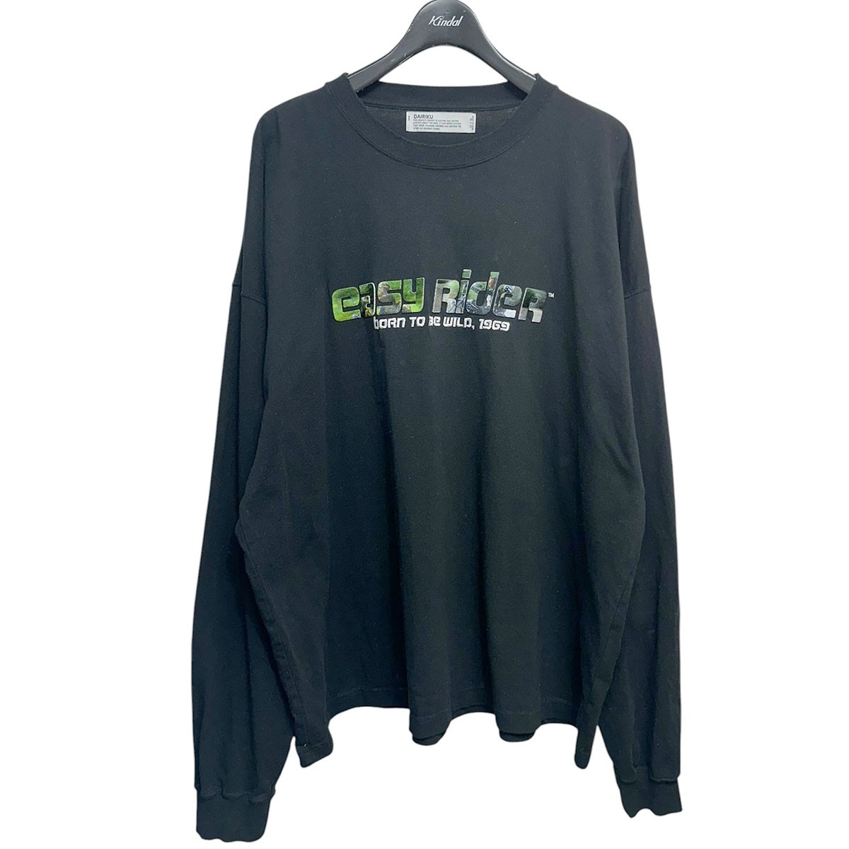【中古】DAIRIKU　easy Rider Embroidery＆Print Tee ロゴパッチオーバーサイズ長袖Tシャツ 25SS ER-1 ブラック サイズ：F 【120726】（ダイリク）｜ブランド古着のカインドオル