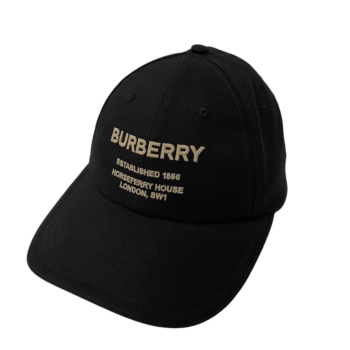【中古】BURBERRY LONDON ホースフェリーモチーフ コットンツイル キャップ 8057625 ブラック 【130726】(バーバリーロンドン)|ブランド古着のカインドオル