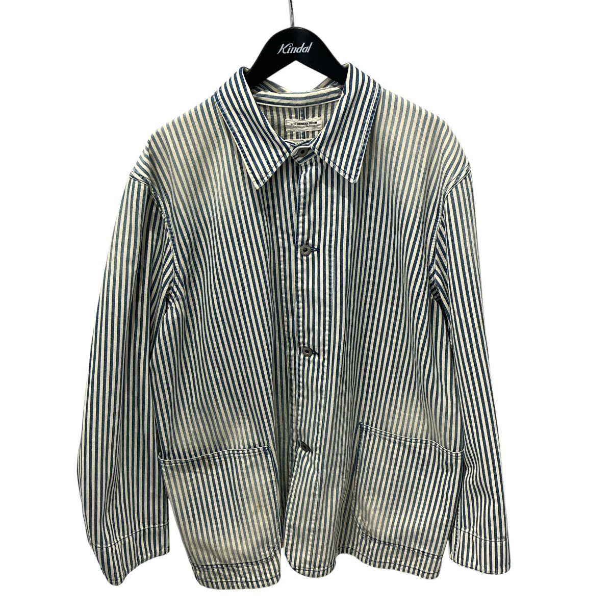 【中古】Ron herman denim ヒッコリーカバーオール カバーオール 4020400006 インディゴ×ホワイト サイズ:XL 【130726】(ロンハーマンデニム)|ブランド古着のカインドオル