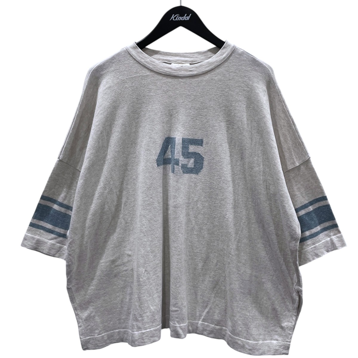 【中古】45R 24AW ロゴジャカードのビッグスリットTシャツ 70180111 グレー・ブルー サイズ:フリーサイズ 【130726】(フォーティファイブアール)|ブランド古着のカインドオル