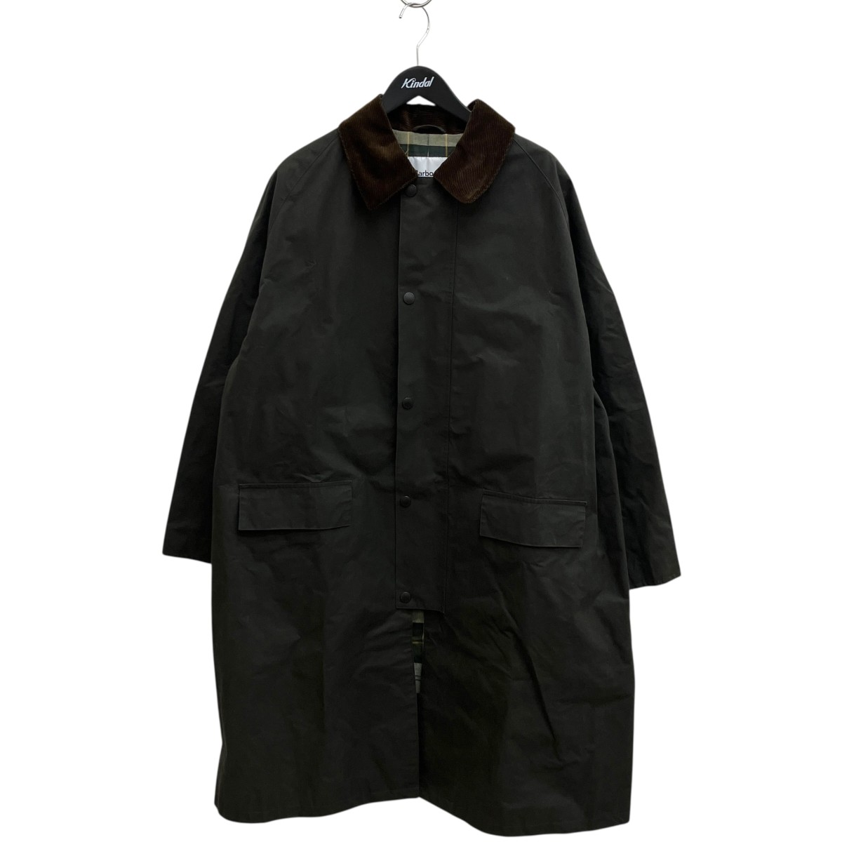 【中古】Barbour&times;MARKAWARE&times;EDIFICE　別注BURGHLEY コート 222MCAS024 チャコールグレー&times;ブラウン サイズ：3 【140726】（バーブァー&times;マーカウェア&times;エディフィス）｜ブランド古着のカインドオル