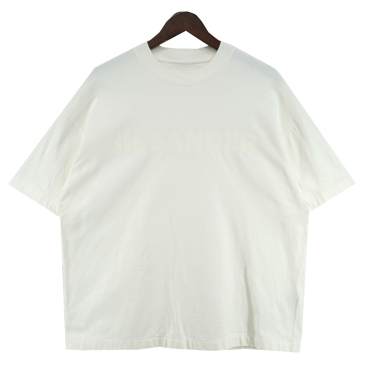 【中古】JIL SANDER　24AW LOGO ON TONE コットンジャージー 同系色 ロゴ プリント オーバーサイズ 半袖 Tシャツ ホワイト サイズ：XS 【130726】（ジルサンダー）｜ブランド古着のカインドオル