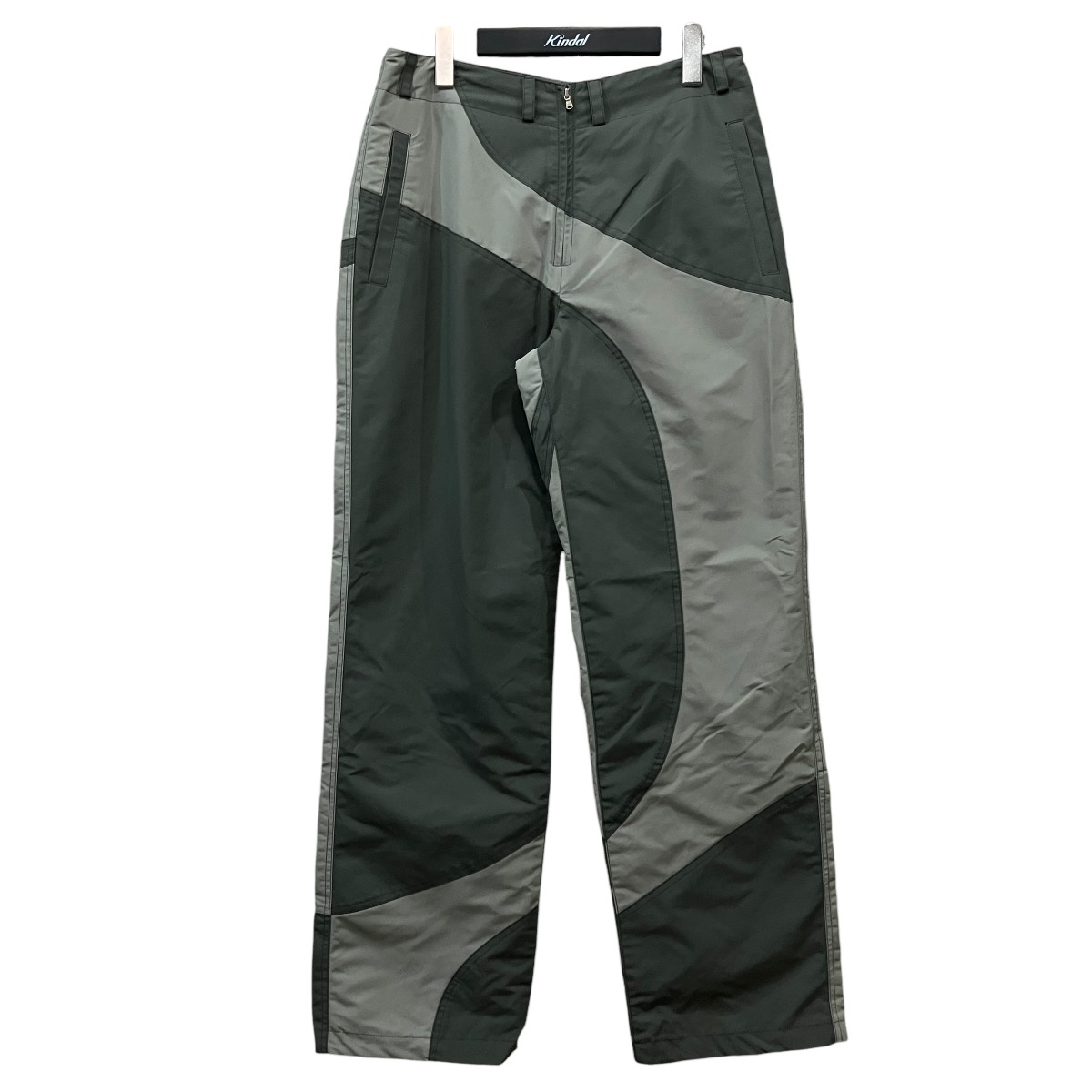 【中古】ADONIS ORBIT PROJECT×SIDE SERVICE 「UZUMAKI TRACK PANTS」 ナイロンパンツ 23SS-AS01-GR グレー×カーキ サイズ:1 【150726】(アドニスオービットプロジェクト×サイド サービス)|ブランド古着のカインドオル