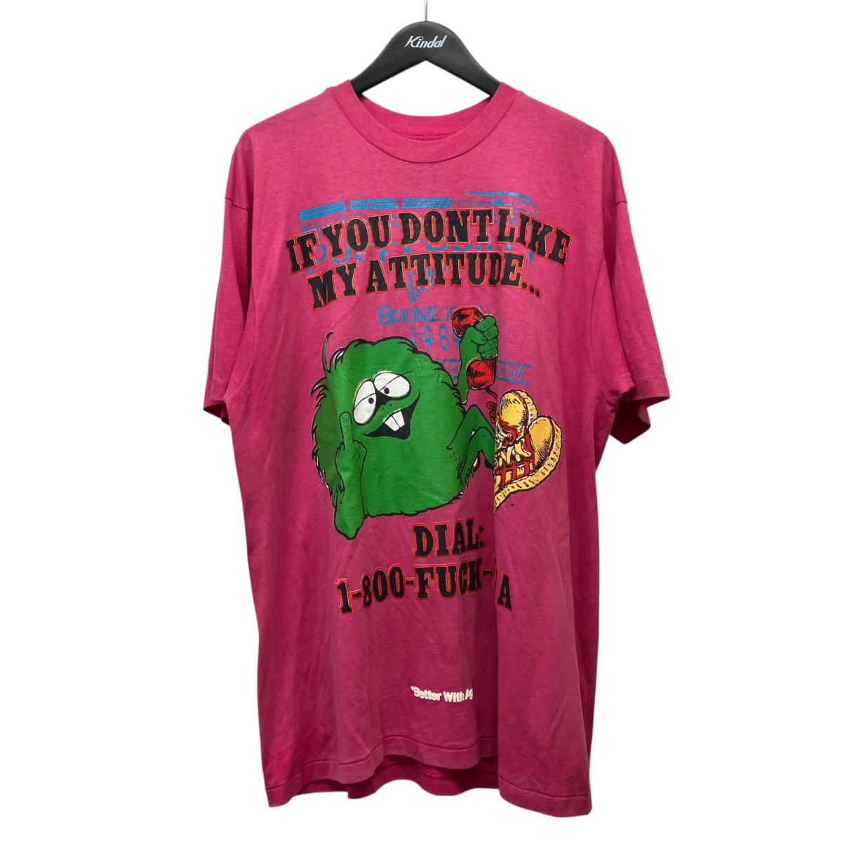 【中古】better with age　カマチョプリントTシャツ ピンク サイズ：XL 【150726】（）｜ブランド古着のカインドオル