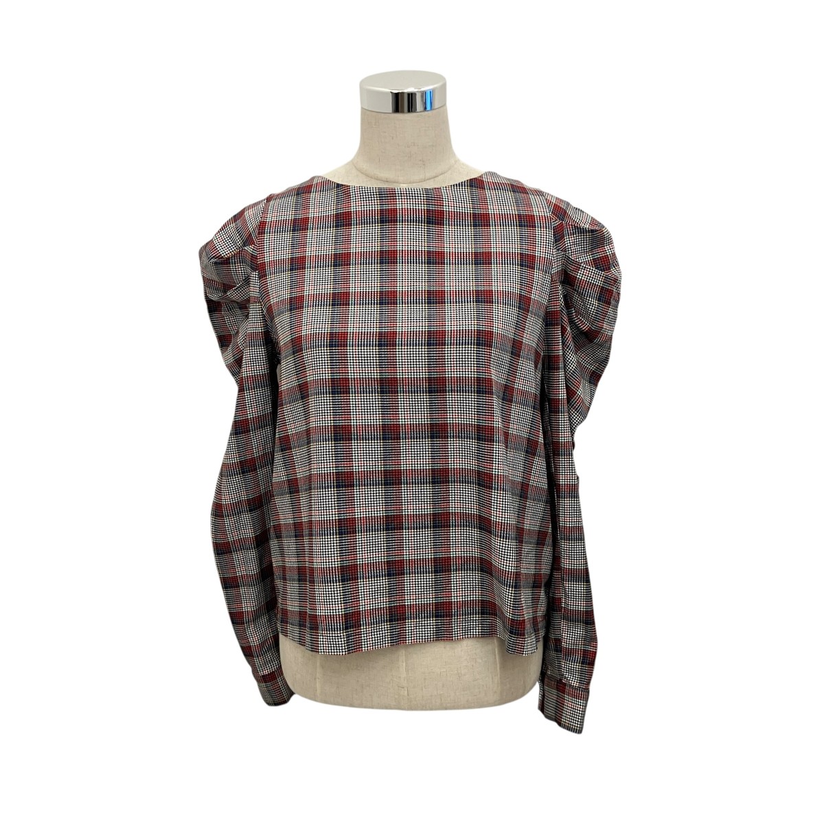 【中古】MAISON KITSUNE　チェックパフスリーブブラウス KWH-08510-B マルチカラー サイズ：38 【150726】（メゾンキツネ）｜ブランド古着のカインドオル
