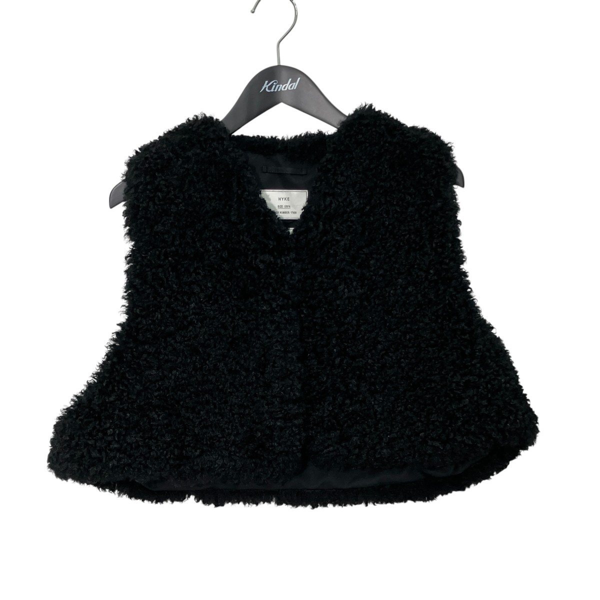 【中古】HYKE FAUX SHERLING CROPPED VEST ファーシャーリングクロップドベスト 242-17406 ブラック サイズ:Free 【150726】(ハイク)|ブランド古着のカインドオル