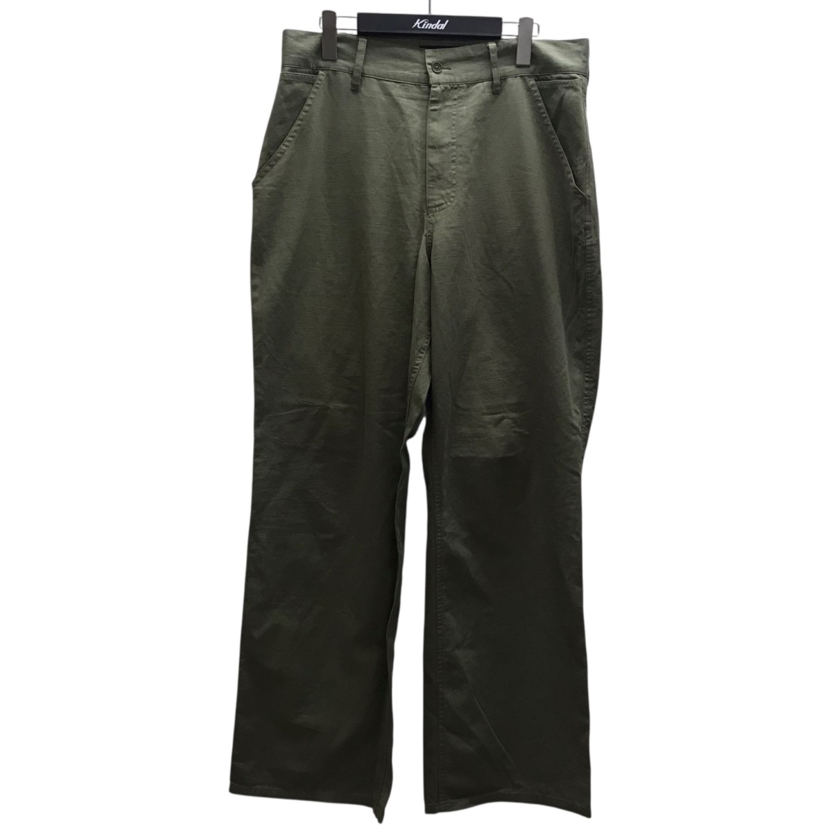 【中古】Deluxe 26SS WAGON コットンリネン 5ポケットワイドパンツ オリーブ サイズ:L 【160726】(デラックス)|ブランド古着のカインドオル
