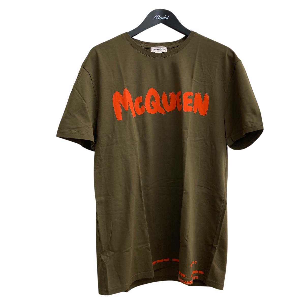 【中古】ALEXANDER McQUEEN　グラフィチィロゴプリント クルーネック 半袖Tシャツ 622104 オリーブ サイズ：XL 【160726】（アレキサンダーマックイーン）｜ブランド古着のカインドオル