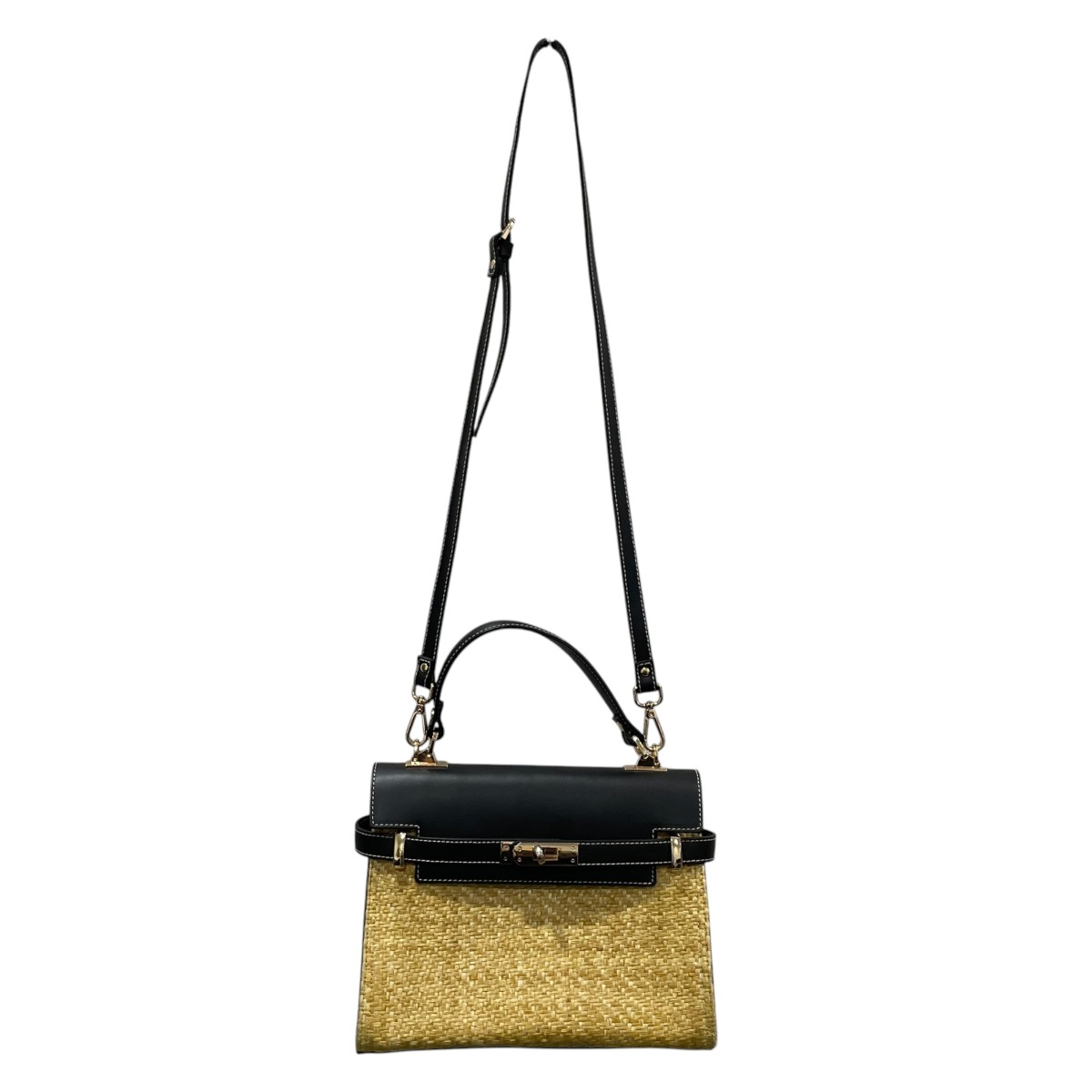 【中古】GIANNI NOTARO　2WAY フラップベルト かごバッグ ブラック・ベージュ 【160726】（ジャンニ ノターロ）｜ブランド古着のカインドオル