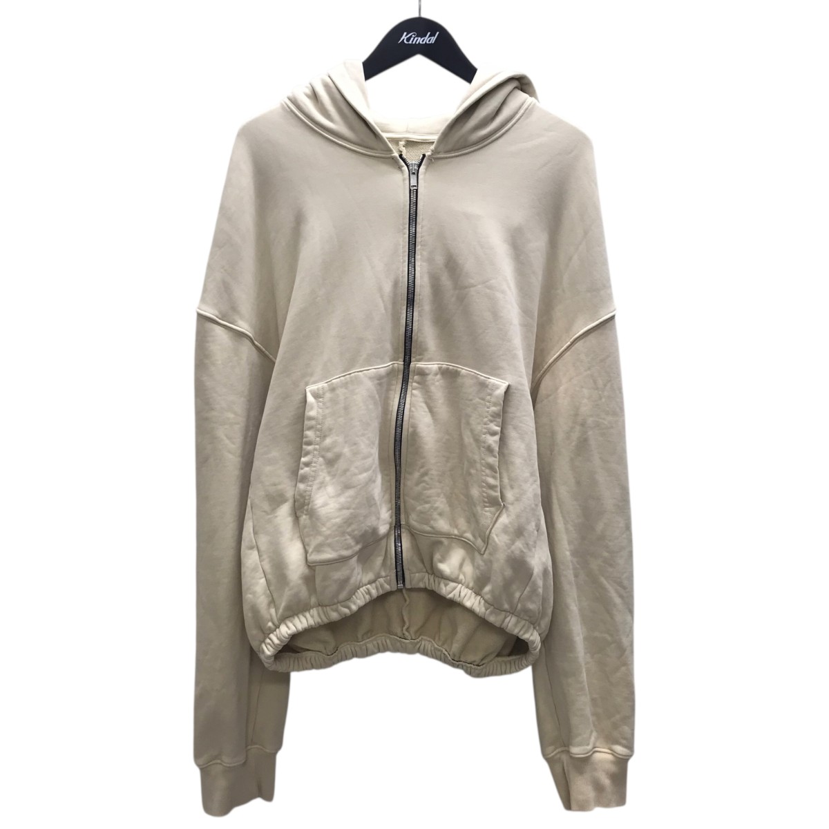 【中古】NVL-GARDE　SHORT HOODIE ZIP UP W ELASTIC KHA ジップパーカー ベージュ サイズ：M 【170726】（エヌヴィエルガルド）｜ブランド古着のカインドオル
