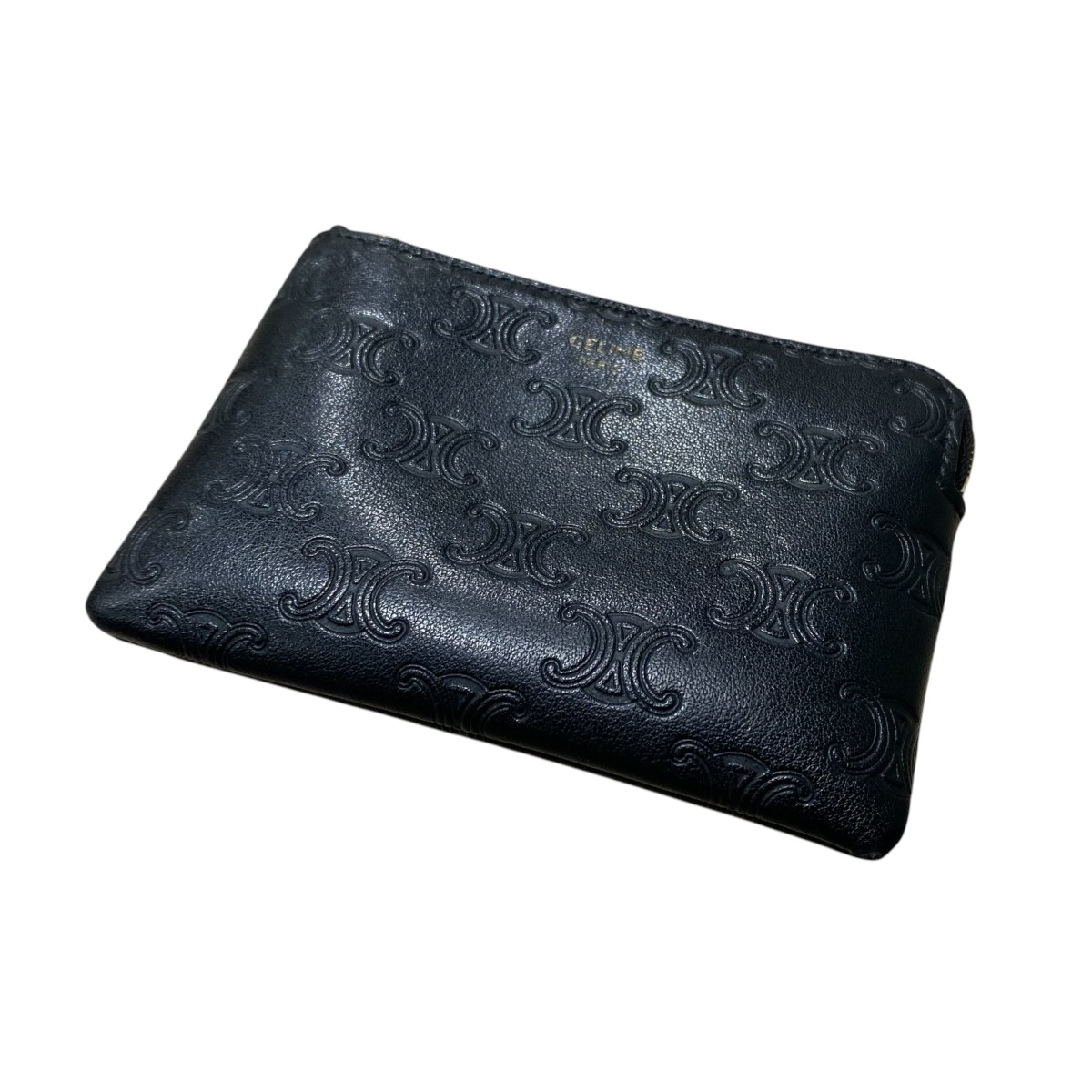 【中古】CELINE トリオンフレザーコインケース S-IE-4291 ブラック 【170726】(セリーヌ)|ブランド古着のカインドオル