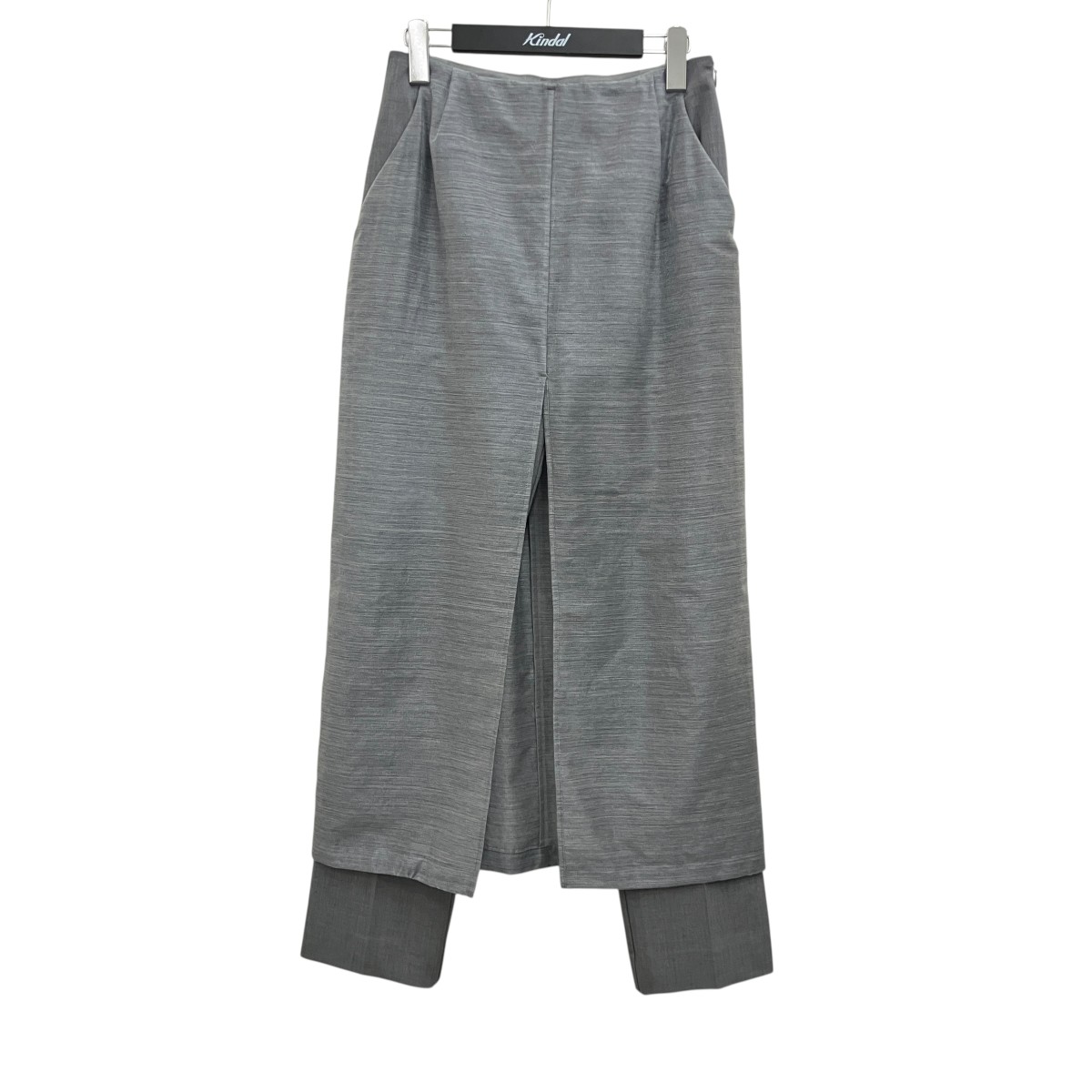 【中古】mame kurogouchi　26SS 【WOOL NYLON SHIMMERING TROUSERS】 ドッキングパンツ MM26SS-PT017 ライトグレー サイズ：2 【170726】（マメクロゴウチ）｜ブランド古着のカインドオル