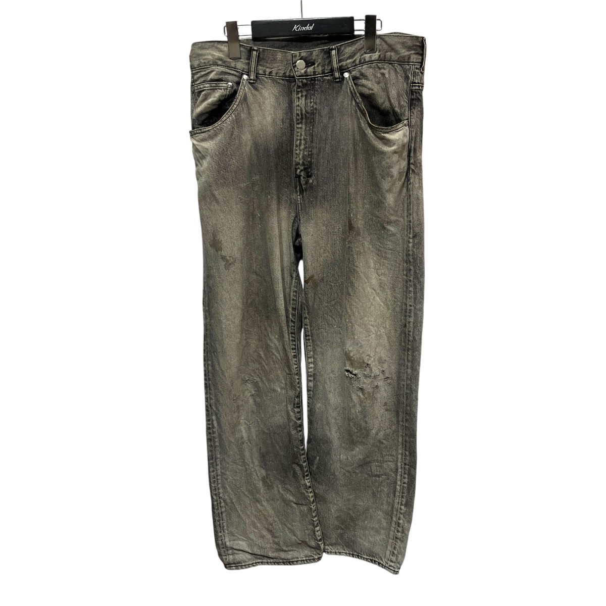 【中古】ANCELLM AGING BLACK DENIM STRAIGHT 5P PANTS ダメージデニムパンツ ANC-PT35-C ブラック サイズ:3 【180726】(アンセルム)|ブランド古着のカインドオル