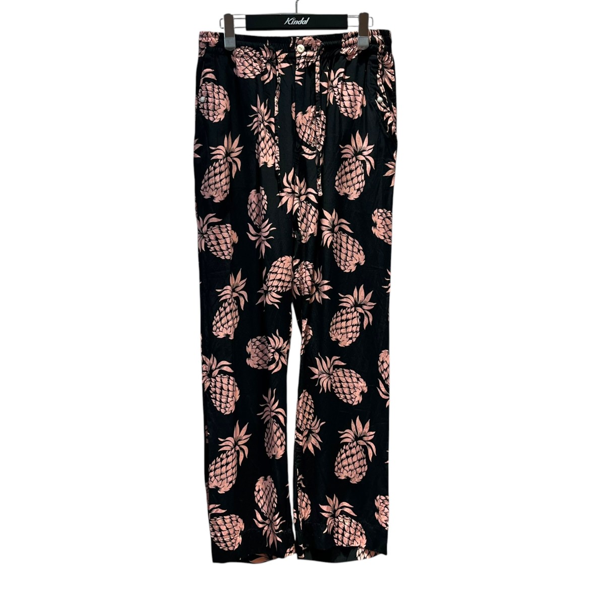 【中古】Needles　SATEEN PINEAPPLE EASY WESTERN PANT 総柄 サテン パイナップル イージー ウエスタン パンツ EJ180 ブラック&times;ピンク サイズ：L 【180726】（ニードルズ）｜ブランド古着のカインドオル