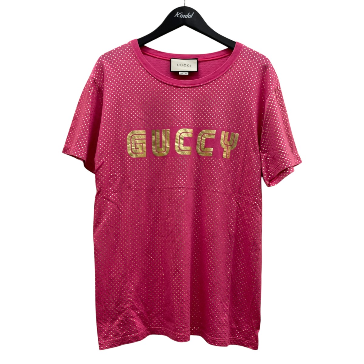 【中古】GUCCI 18SS アレッサンドロ・ミケーレ期 Vintage Logo Star Print T-shirt ヴィンテージ ロゴ スター プリント Tシャツ 半袖Tシャツ 492347-X3N19 ショッキングピンク サイズ:M 【180726】(グッチ)|ブランド古着のカインドオル