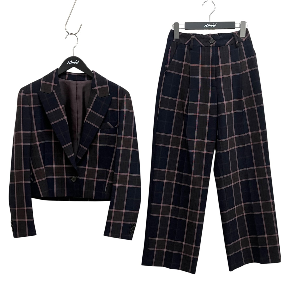 【中古】PS Paul Smith　チェック WY-6F*-73393／73394 ネイビー&times;ピンク&times;ブラウン サイズ：40 【190726】（ピーエスポールスミス）｜ブランド古着のカインドオル